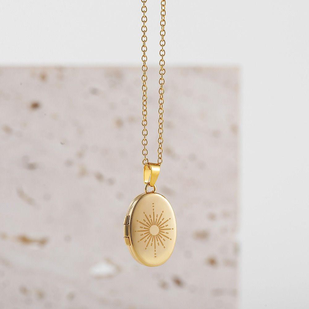 Evil Eyes Oval Photo Frame Necklace Opening Closing Photo Album Necklace For Woman Girls