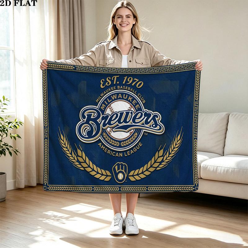 Milwaukee Brewers Print Flannel Blanket High Quality Warm Comfortable Cover for All Seasons Perfect for Gifts Home Decor