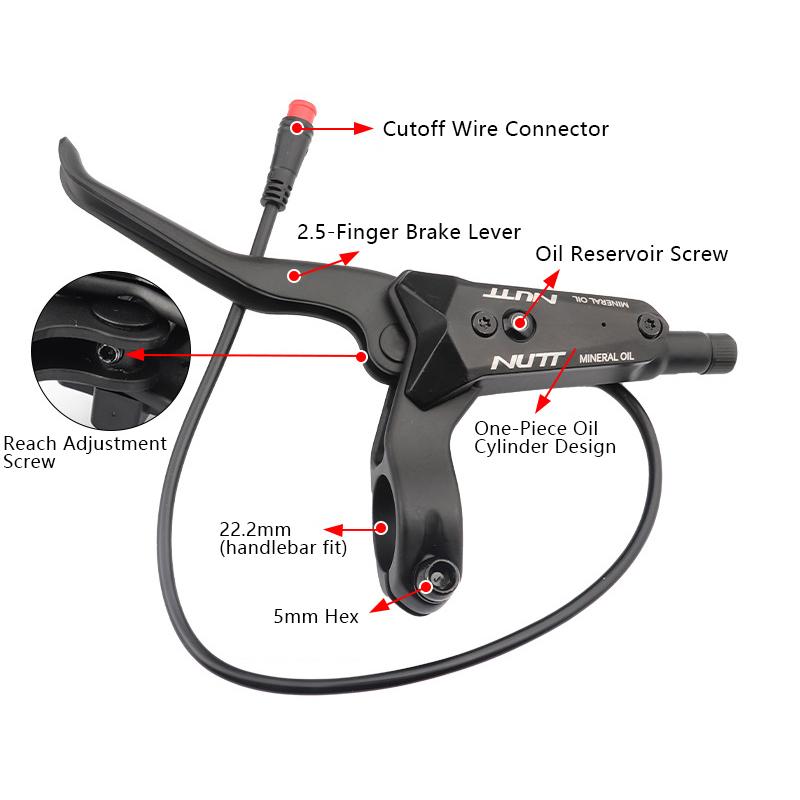 NUTT 4-Piston Hydraulic Cutoff Brake E-Bike & Electric Scooter Disc Brake for Zero 10X/11X, Vsett 10+/9+, Kaabo Wolf Warrior 11