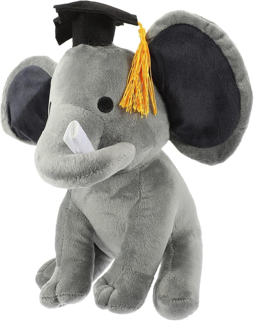 Graduation Stuffed Elephant Toys Plush Grad Animal Doll with Doctoral Hat and Diploma for 2024 High School College Graduation Party 25cm Pink