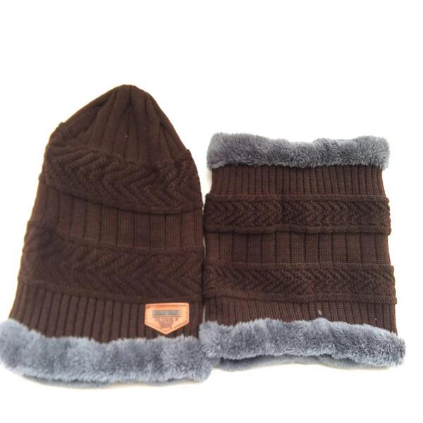 Коралловый флис Балаклава Зимняя шапка Шапки унисекс Шапки шарф Комплект теплая шерстяная вязаная шапка