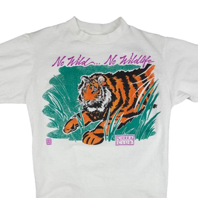 Vintage Tiger Cycling 100% Cotton T-shirt Mens Tees Top Mens Size Small 80s Sierra Club Cyclist Biking USA