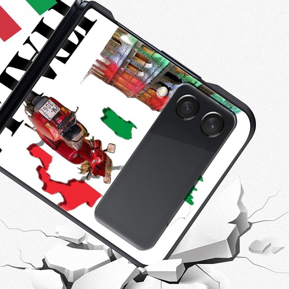Чехол для телефона Samsung Galaxy Z Flip 3 4 5 6 7 Складной Черный Корпус Для Samsung Z Flip4 Flip5 ПК Жесткая Крышка Итальянский флаг
