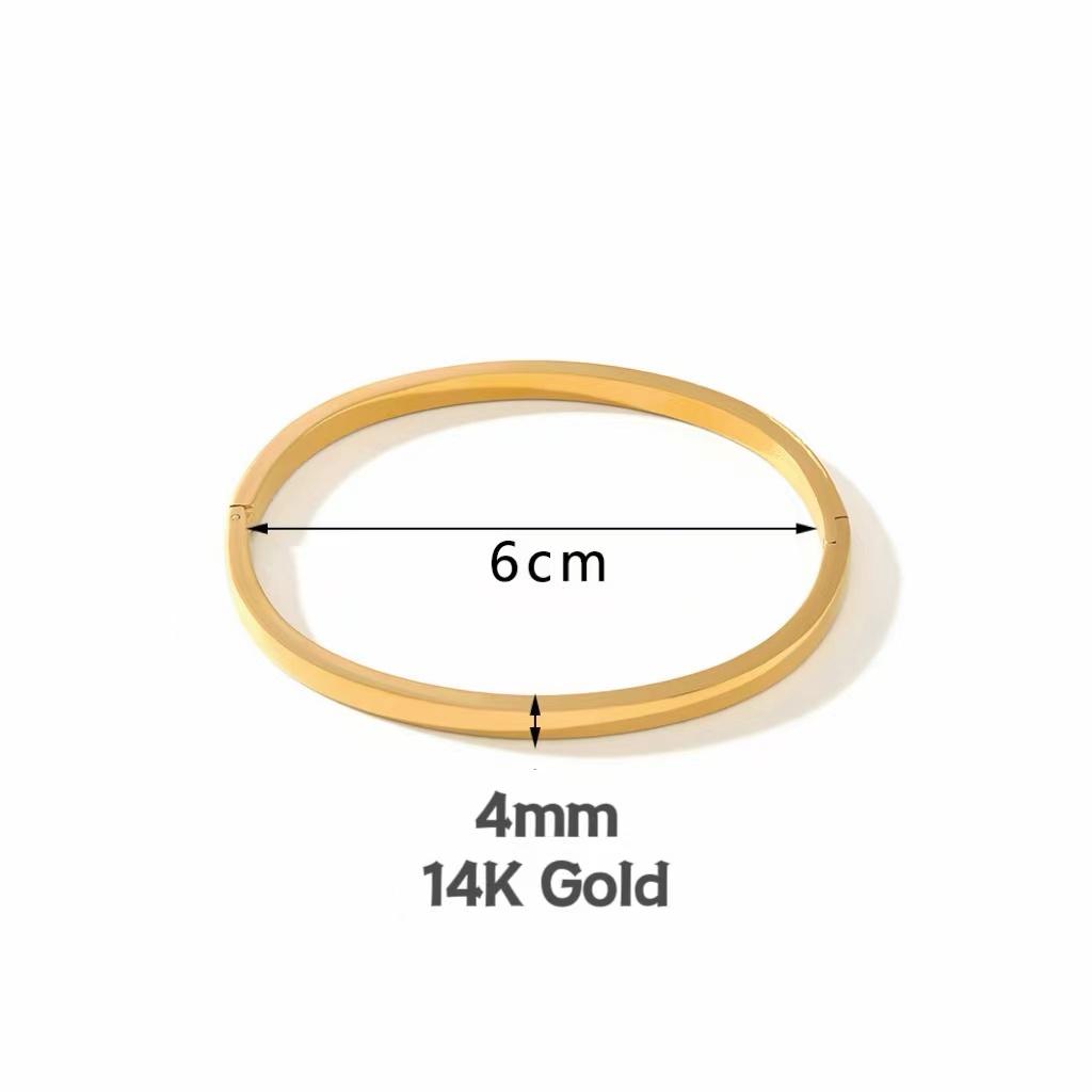 Minimalist Stainless Steel Pure Gold Plated Plain Pattern Bracelet for Women Simple Stackable Bracelets Jewelry Gift for Men Her