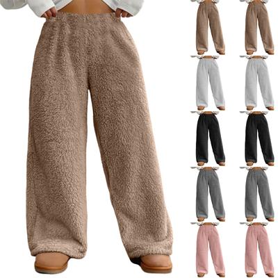 Женские осенне-зимние однотонные модные брюки на флисовой подкладке, повседневные брюки свободного кроя, удобные флисовые брюки
