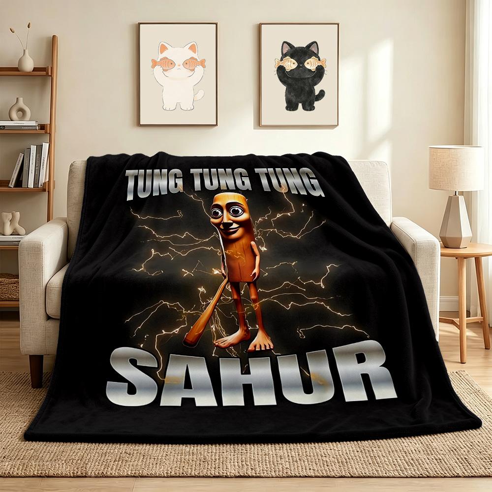 Sahur Time Flannel Blanket Throw Blanket Soft Warm Sofa Bed Camping home Decor Unique Christmas Gift C926605