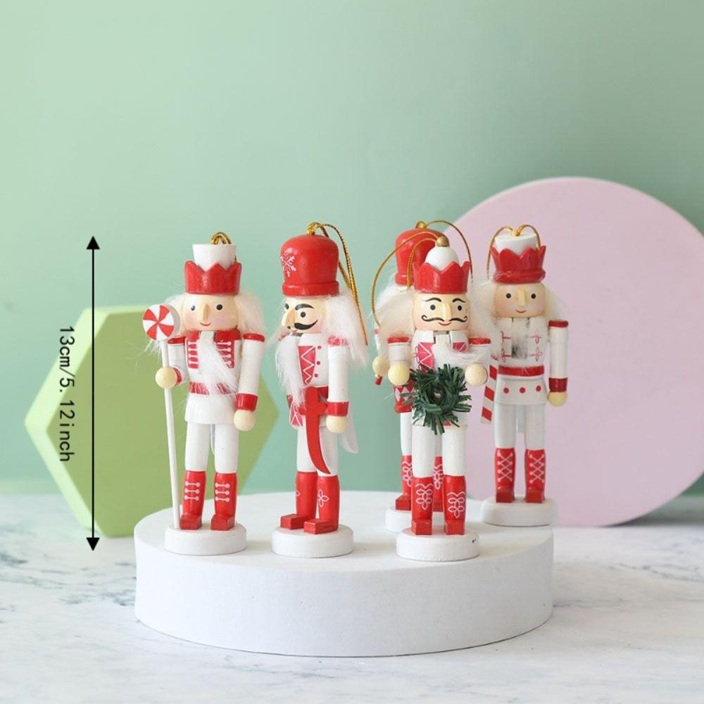 5PCS Vintage Soldier Doll Painted Handcraft Figurine Christmas Nutcracker Ornament Home