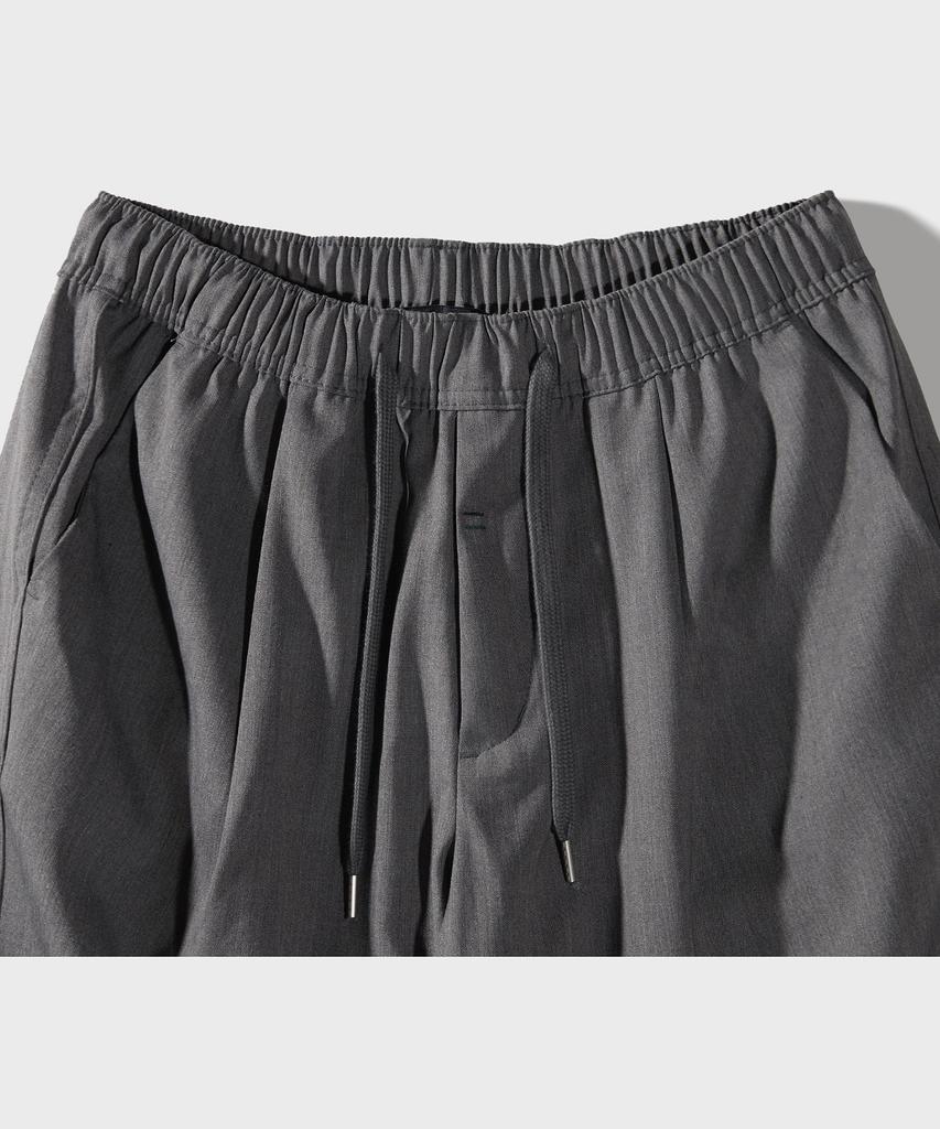FFEFF STUDIO Single-Pleat Elastic Slacks (Gray)