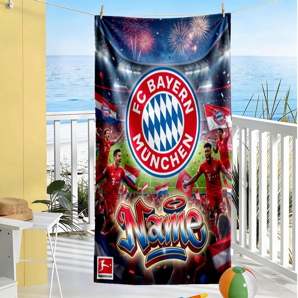 Bayern Munich Galaxy Artwork Customize Text Beach Towel Quick-Dry Soft Microfiber Portable for SwimmingBeachCamping Travel Beach AccessoriesGym