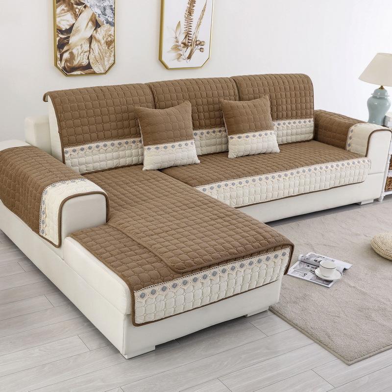 Plush Sofa Cushion Fabric Non-Slip Simple Winter Nordic Leather Sofa Cover All-Inclusive Universal Towel Living Room