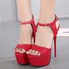 Summer Fashion Women Sandals Sexy High Heels 16CM Pumps Platform Luxury Red Party Wedding Shoes Woman Ghn90