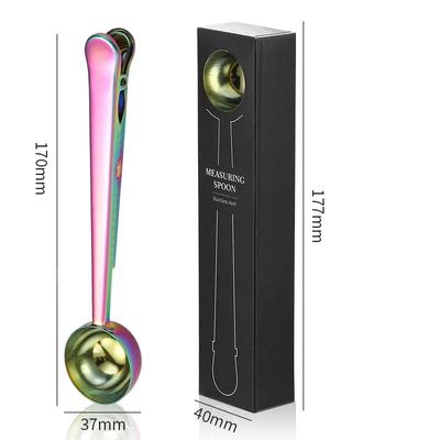 Многофункциональные кофейные ложки с зажимом, мерные ложки для муки и порошка, нержавеющая сталь, мерные ложки, зажим для запечатывания пищевых продуктов, многоразовые Ya1025