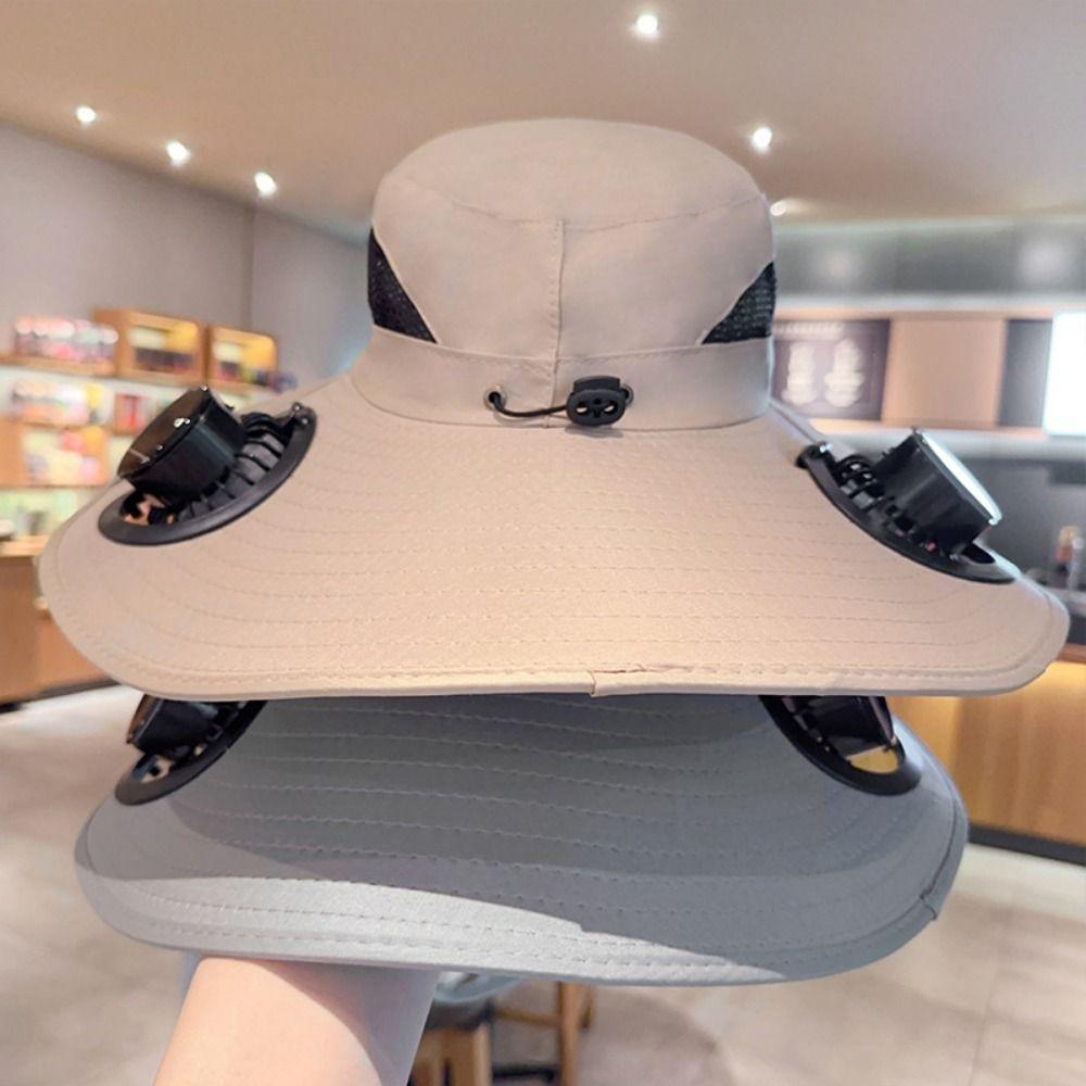 Removable Solar Fan Hat Dual Fan Fishing Bucket Hat Long Endurance Cooling Fisherman Hat Fishing