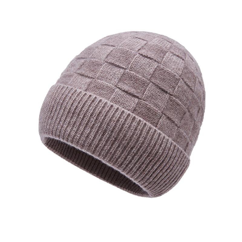 Вязаная шапка Большая клетчатая шерстяная шапка Модная универсальная теплая шапка от холода Куполообразная защита для ушей Зимняя шерстяная шапка