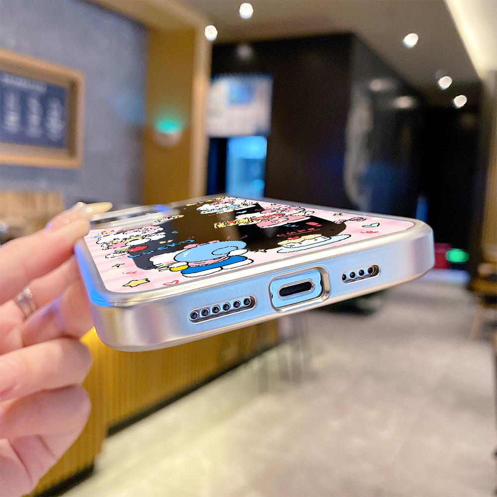 Ins ветряная сетка с пудрой Kitty зеркало чехол для мобильного телефона iPhone16 Apple 17 милое зеркало для макияжа чехол для мобильного телефона 13pm