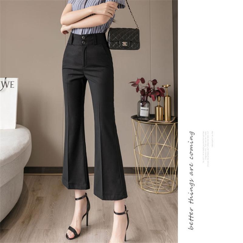 Harajuku OL Office Summer High Waist Summer Women's Wide Leg Capris Flare Pants for Women Baggy Suit Pants Woman Trousers