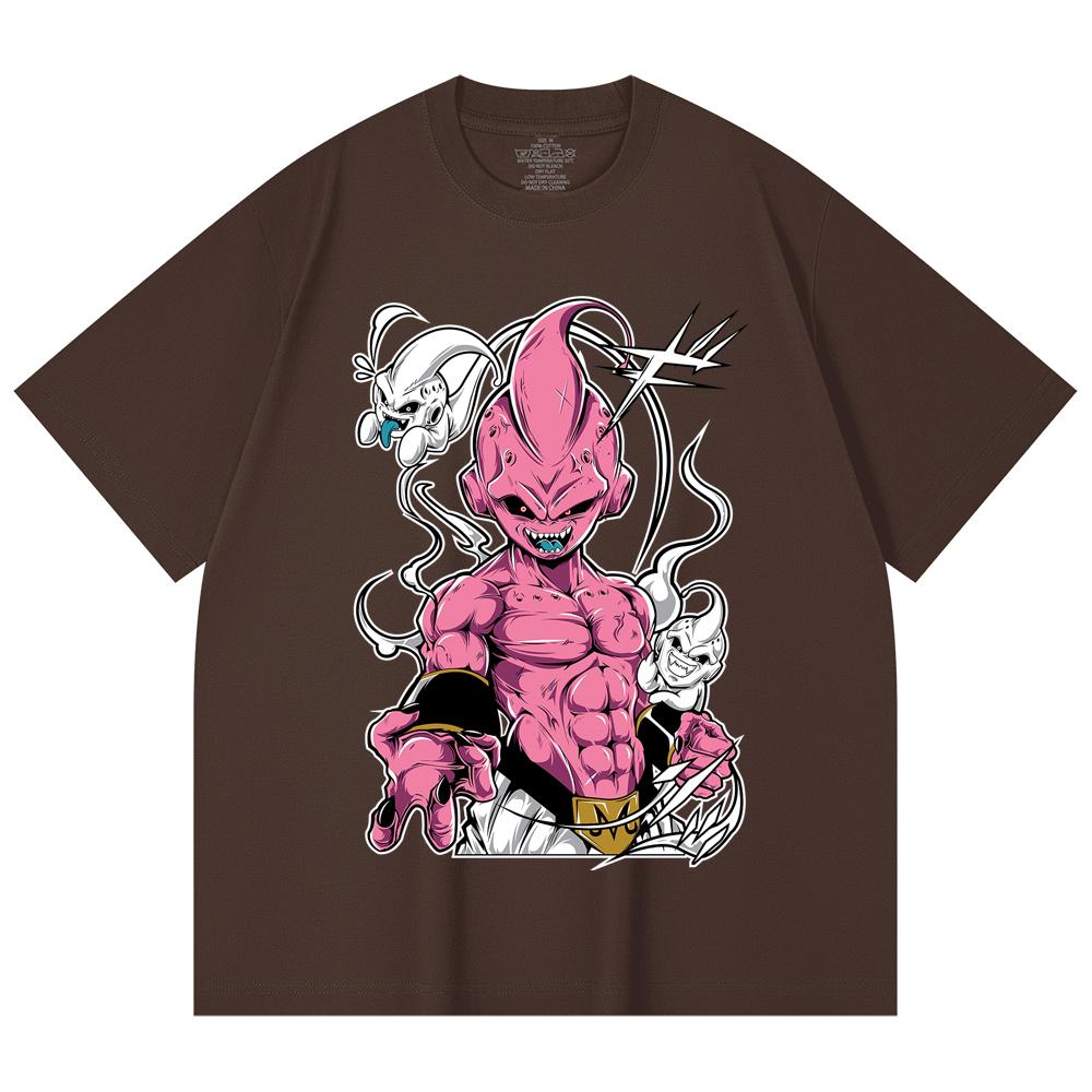 230 г/м² 100% хлопок Dragon Ball V12 Маджин Буу Принт Унисекс Плотная хлопковая футболка