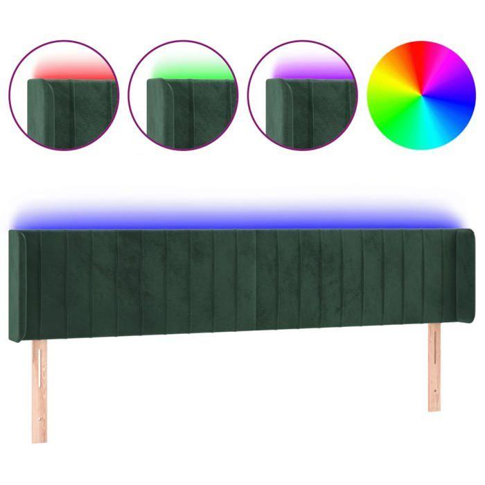 VidaXL LED Headboard Bedroom Furniture Double Bed Accessory Head of Bed Frame Interior Dark Green 3123537