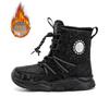 "Kids' Waterproof Velvet Lined Winter Snow Boots, Non-Slip, High Tube, Warm Outdoor Footwear"