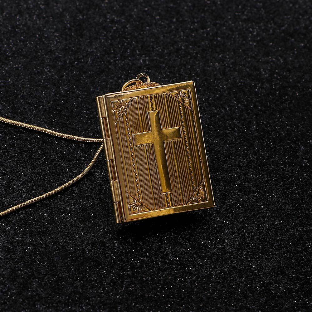 Charms Pciture Frame Pendant Christian Cross Bible Box Chains Jewelry Necklace Clothing Accessories