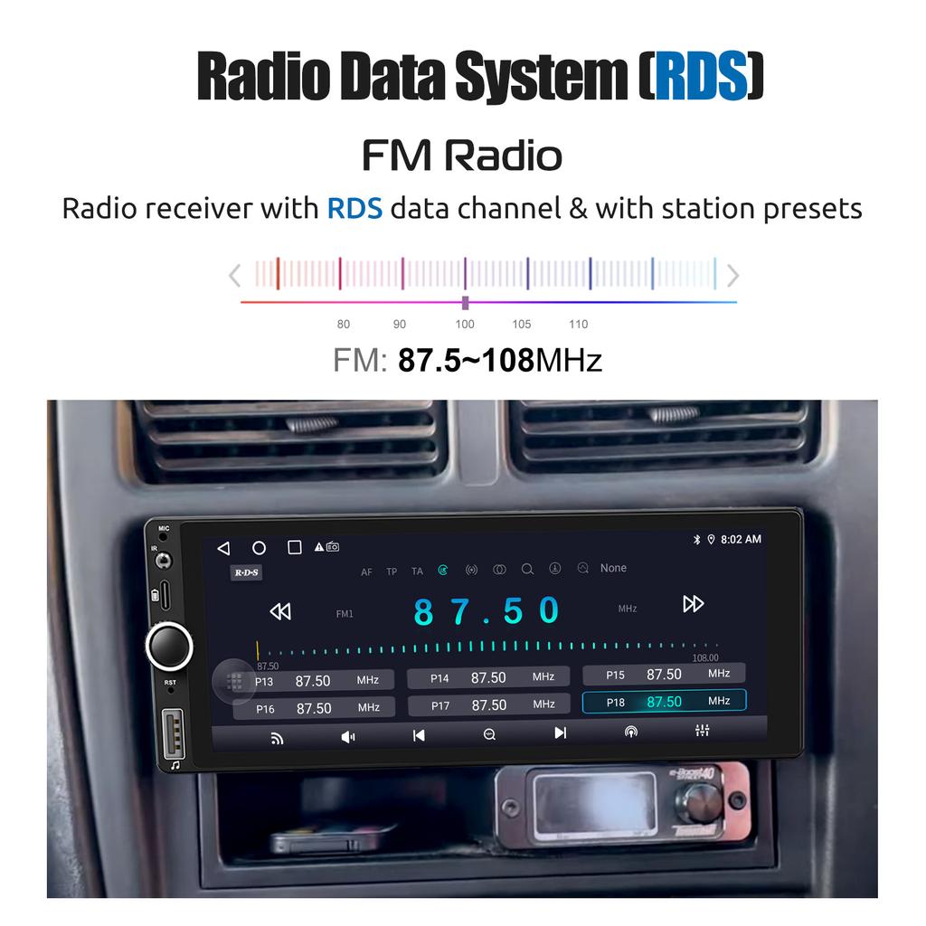 2026 Новый 6,86" Android 14 1 DIN 4+64 ГБ Автомагнитола Радио Carplay Android Auto 1DIN GPS НАВИГАЦИЯ Wifi BT RDS WIFI BT USB Type-C Универсальная Большой экран Видеорегистратор