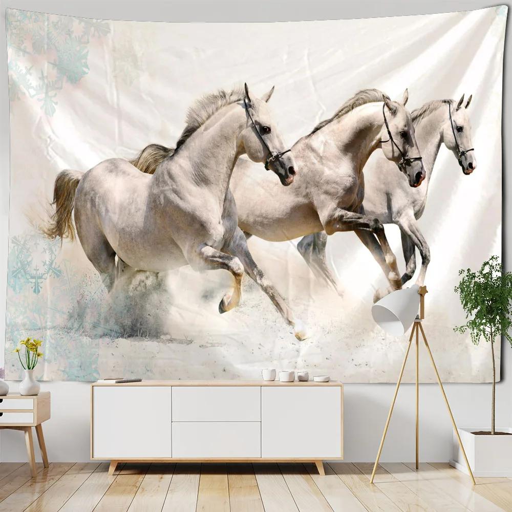 Running Horse Printing Tapestry Animal Wall Hanging Living Room Bedroom Wall Decoration Bohemian Hippie Aesthetic Decoration