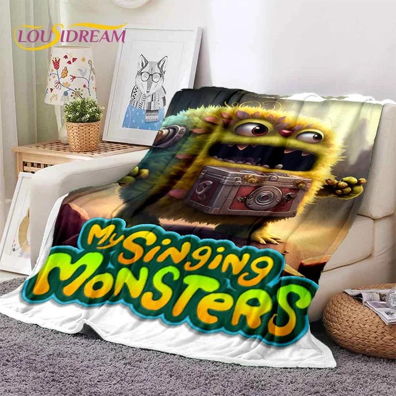 Игровое одеяло My Singing Monsters Мультяшное Мягкое Фланелевое для Кровати Спальни Дивана Пикника, Плед для Покрытия на Улице Повседневный Подарок