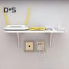Wall Hanging Shelf Router Power Strip Organizer Double-Layer Design Strong Load-bearing Easy Installation Floating Rack Wall Mount Holder