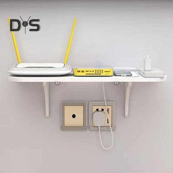 Wall Hanging Shelf Router Power Strip Organizer Double-Layer Design Strong Load-bearing Easy Installation Floating Rack Wall Mount Holder