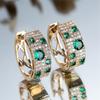 Shiny White Green CZ Zircon Round Hoop Earrings for Women Gold Small Circle Earrings Wedding Bride Jewelry Accessories