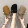 2024 Autumn and Winter New Fashion Lazy Bag Head Buckle Boken Shoes Versatile Velvet Thickened Slippers Muller Shoes Women