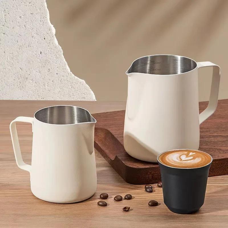 350/600ML Coffee Milk Frothing Pitcher Jug 304 Stainless Steel Precise Scale High Quality Latte Barista Professional CafeUtensil