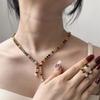Fashion Bright Diamond Necklace Women'S Fashion Temperament Earrings Set Jewelry Niche Simple Two-Piece Set