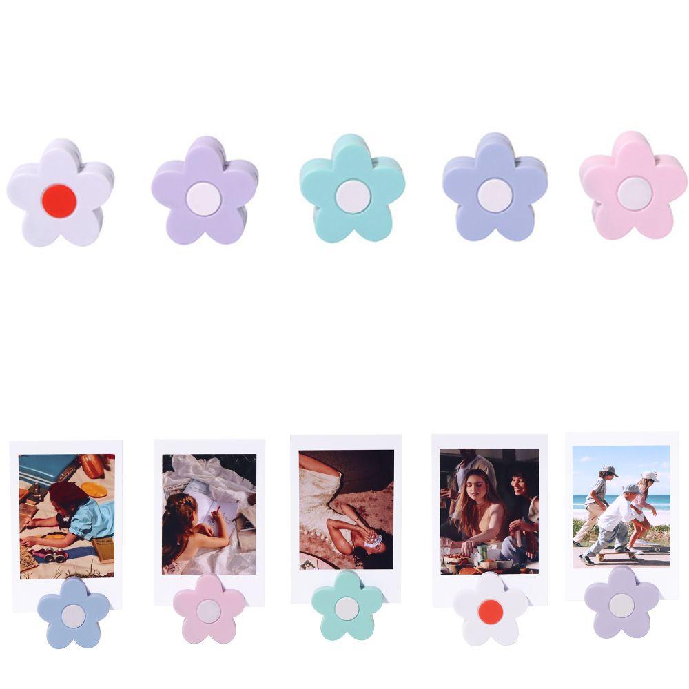 5PCS Mini Desktop Memo Holder 3D Flower Shape Instant Photo Holder Desktop Display