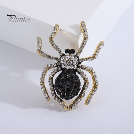 Брошь-паук, блестящий декор со стразами, реалистичная форма паука, украшение для воротника одежды, антикоррозийный сплав, легкая одежда, ювелирные изделия, женский подарок