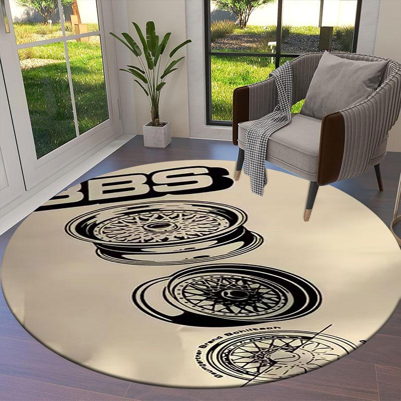 BBS Round Area Rug,Carpet Rug for Living Room Bedroom Sofa Playroom Decor,Non-slip Floor Mat