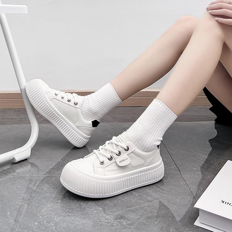 INS White Shoes Women's Fashionable Spring New Platform Height Increasing Breathable Casual Shoes
