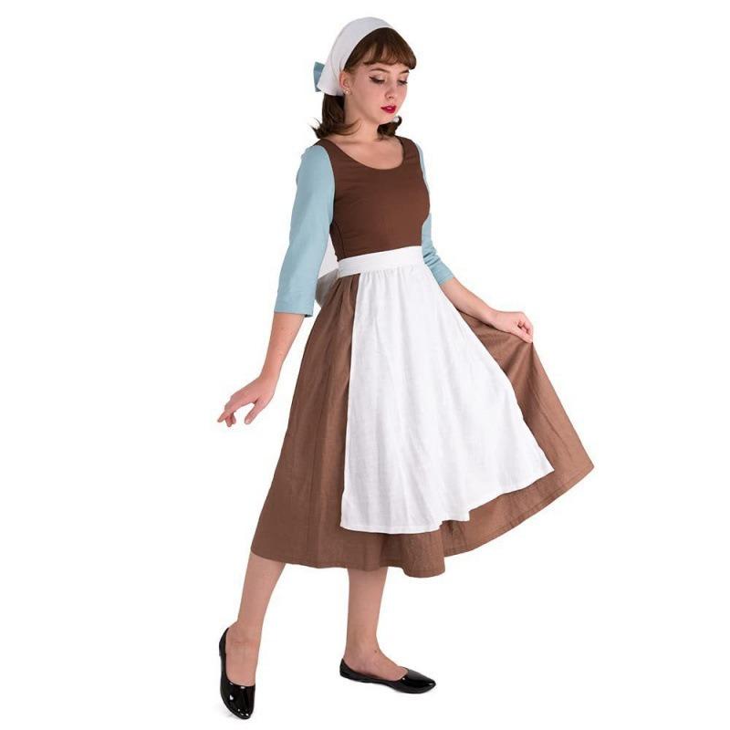 Halloween Themed Party Cinderella Show Costume, Cosplay Maid Dress Brown Dress
