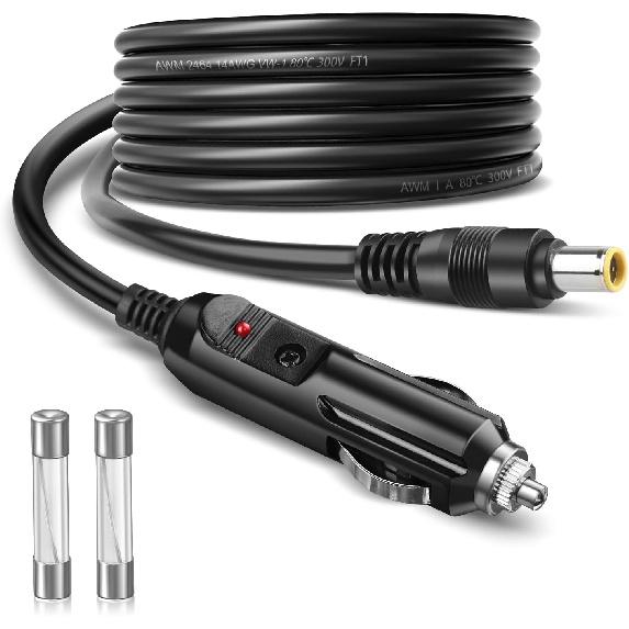 14AWG Car Cigarette Lighter to DC DC7909 Male Connector Adapter Cable 12V/24V DC 8mm Car Charger Power Supply Cord with 15A Fuse Use for Car Trucks