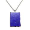 [Stone Town] AAA Lapis Lazuli Uncolored Natural Stone Square Metal Frame Pendant Top with Stainless Steel Necklace