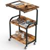 Merytes 3-Tier Kitchen Cart, Open Shelf, Kitchen Rack, Gap Storage, Wooden Shelf with Steel Shelves, Multi-Function Storage Shelf