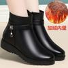 Shoes Autumn and Winter Soft-soled Non-slip Fur Integrated Medium Soft Leather Flat-soled Winter Velvet Warm Short Boots