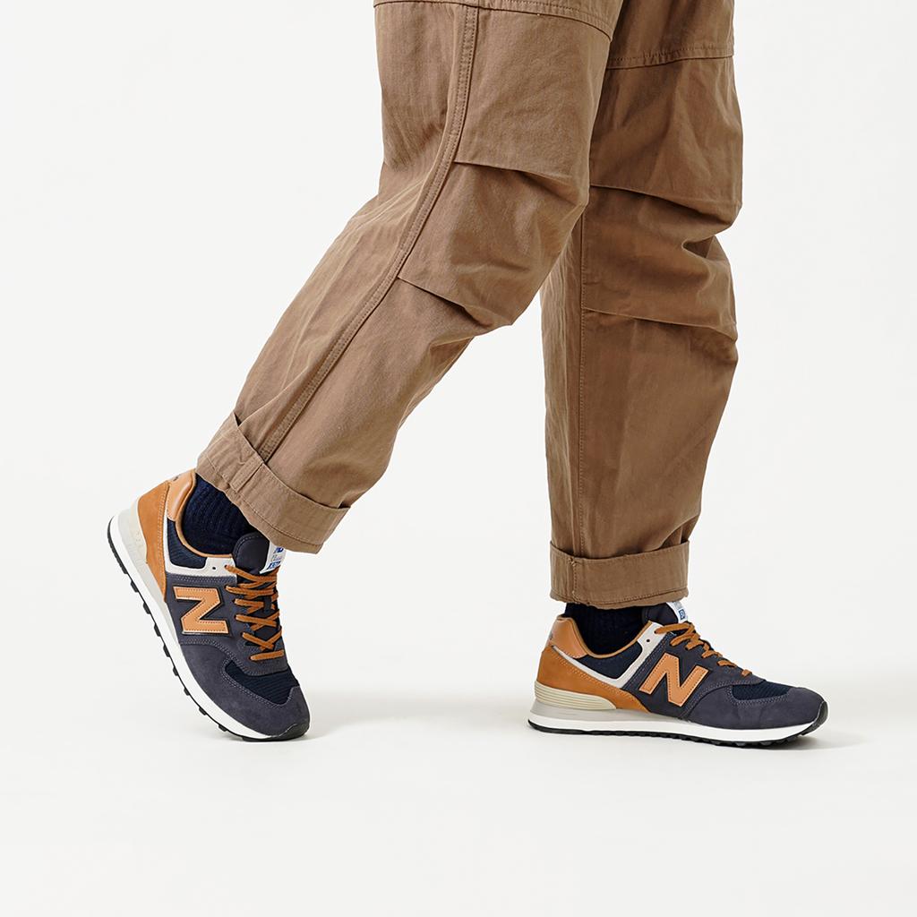 New Balance NB 574 V2 Ретро кожаные низкие повседневные кроссовки Унисекс кроссовки Синий Коричневый ML574OT2