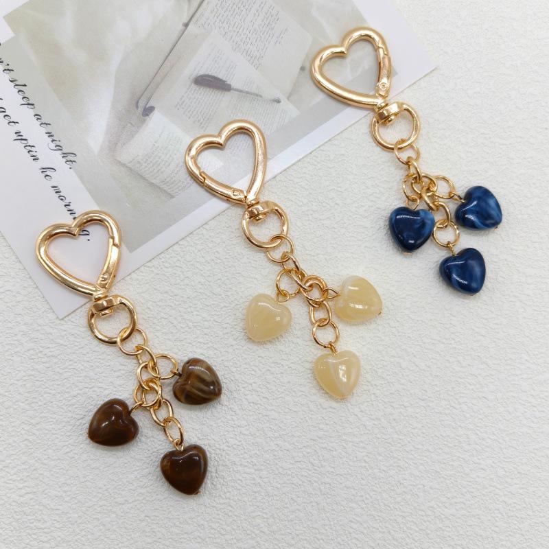 Корейская мода Брелок в форме сердца и ремешок для чехла телефона с подвеской из бусин