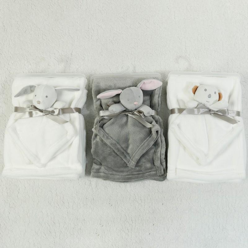 Baby Security Blanket Cartoon Animal Comforter Coral Fleece Swaddle Newborn Infant