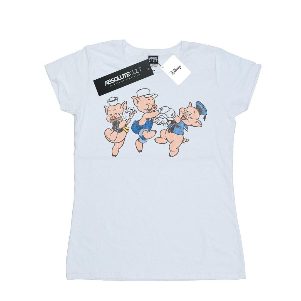 Disney Womens/Ladies Three Little Pigs Having Fun Cotton T-Shirt