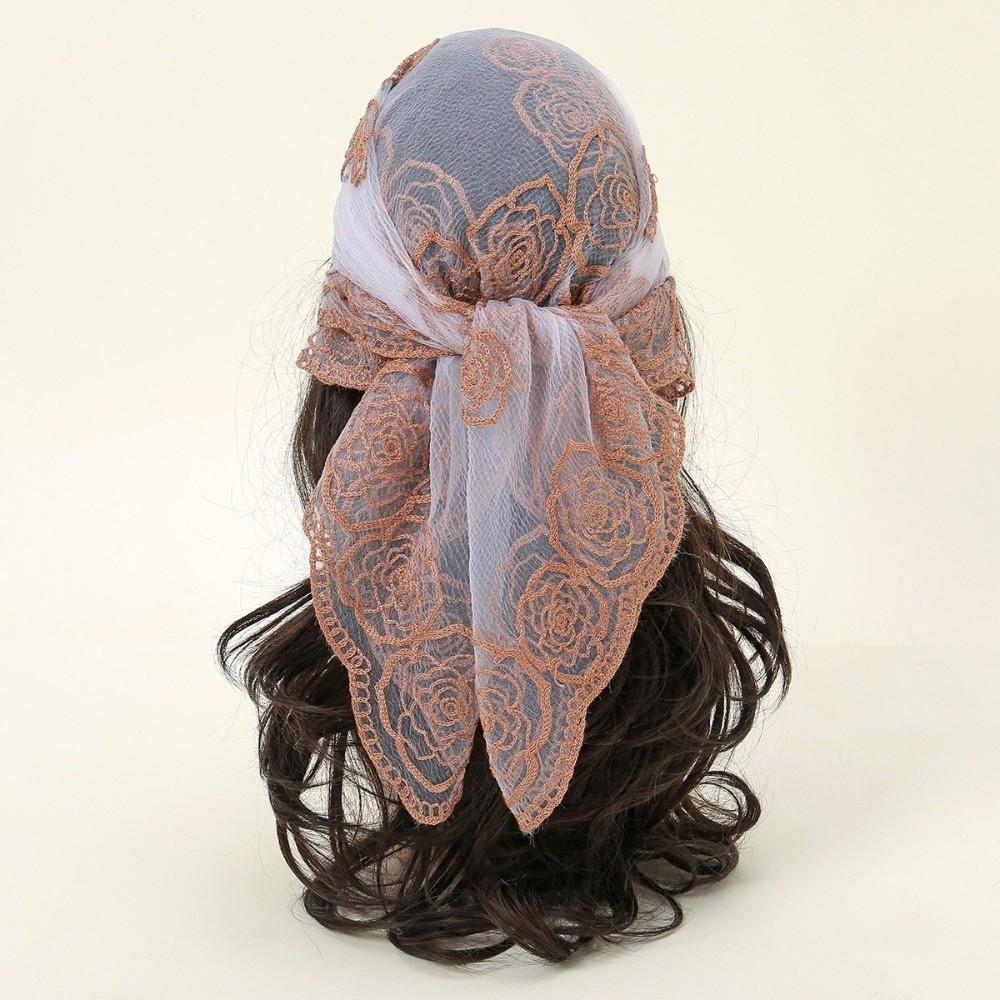 Floral Embroidery Lace Scarf Breathable Sunscreen Shawls Fashion Headscarf Summer
