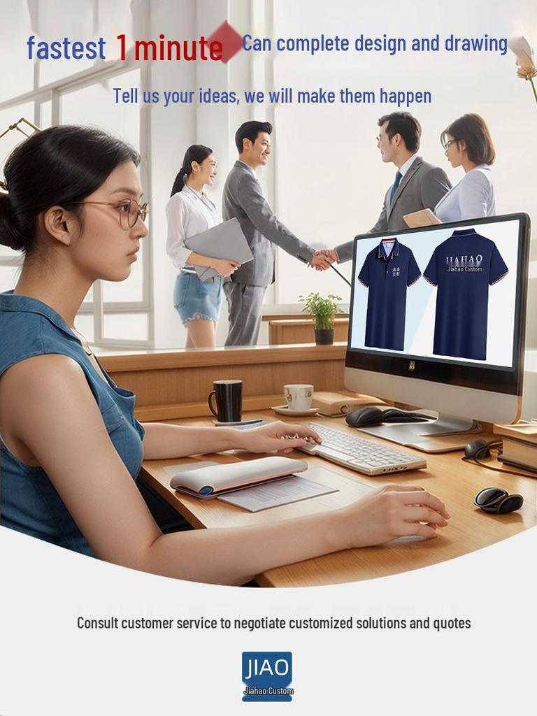 High-End Custom Embroidered Business Polo Shirt for Summer Work: Short Sleeve & Casual Lapel Design