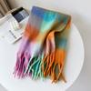 Winter New Couple's Colorful Checkered Scarf for Women's Winter Warmth Thick Mohair Long Scarf Shawl