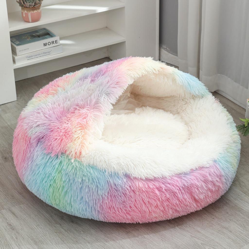 Cat Nest Semi-enclosed Winter Warm House Cat Villa Plush Cover Nest Four Seasons Dual-purpose Half-purpose Dog Nest